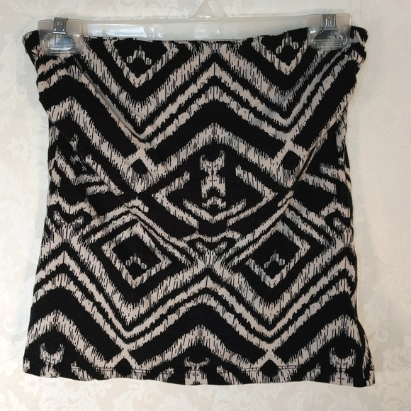 2000s geometric print black and white tube top boho - Picture 1 of 4